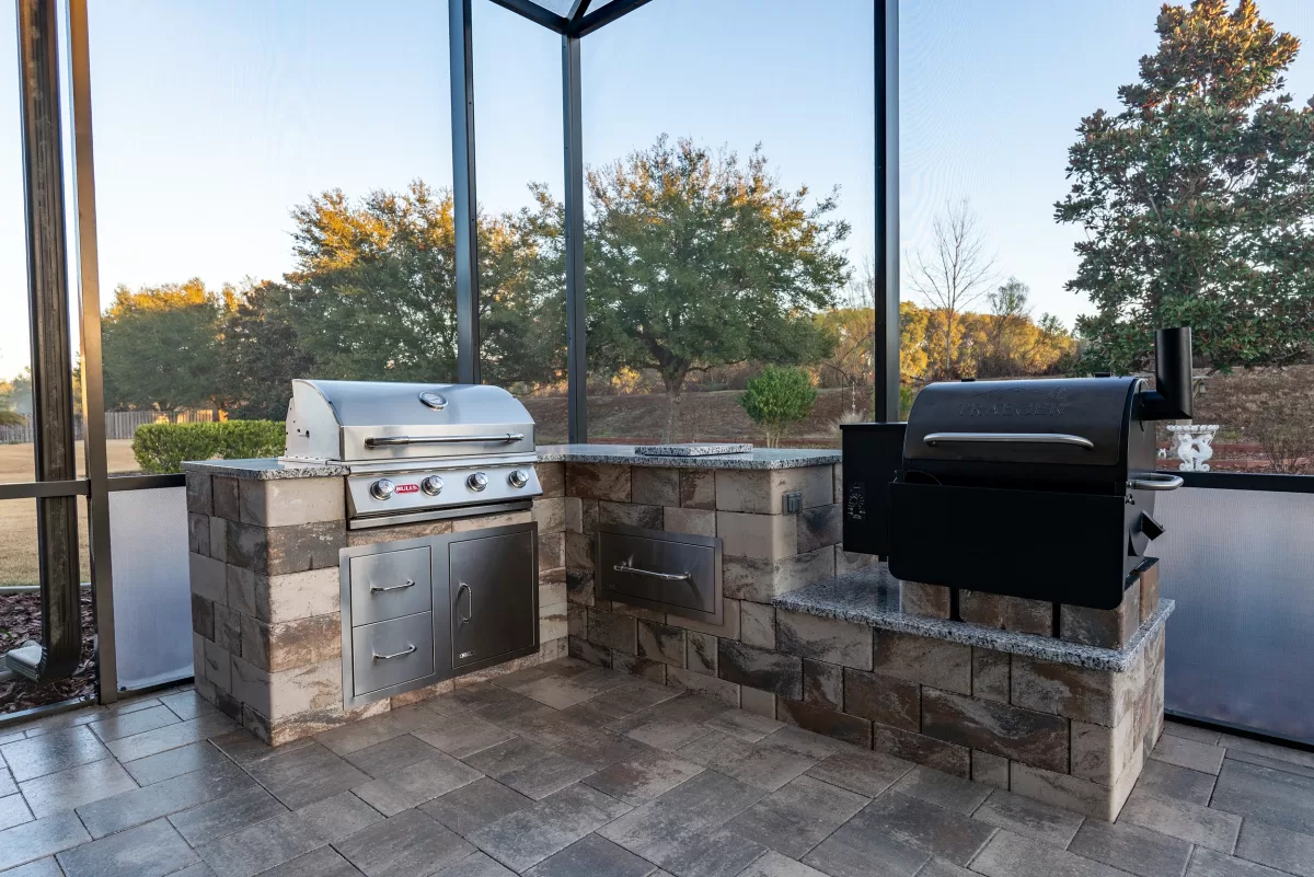 Custom outdoor kitchen designed by Hardscape Design